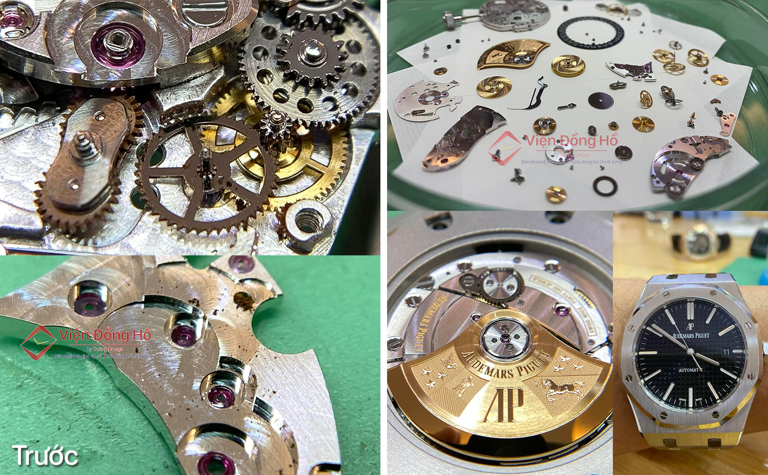 Sửa đồng hồ Audemars Piguet bị khô dầu, các chi tiết máy bị bám bẩn