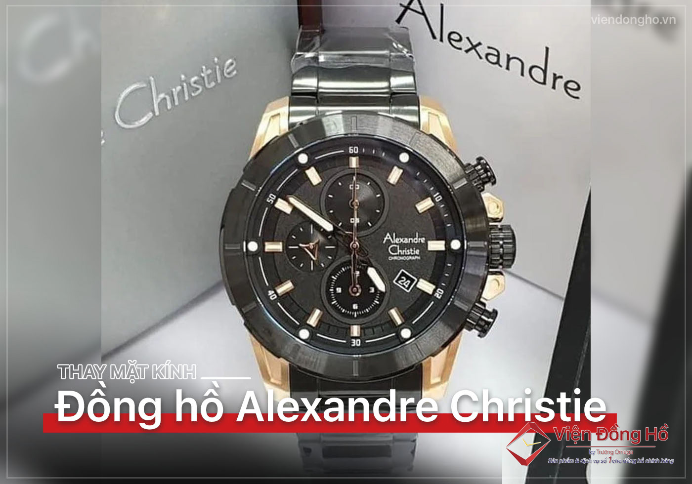 Thay mat kinh dong ho Alexandre Christie 5