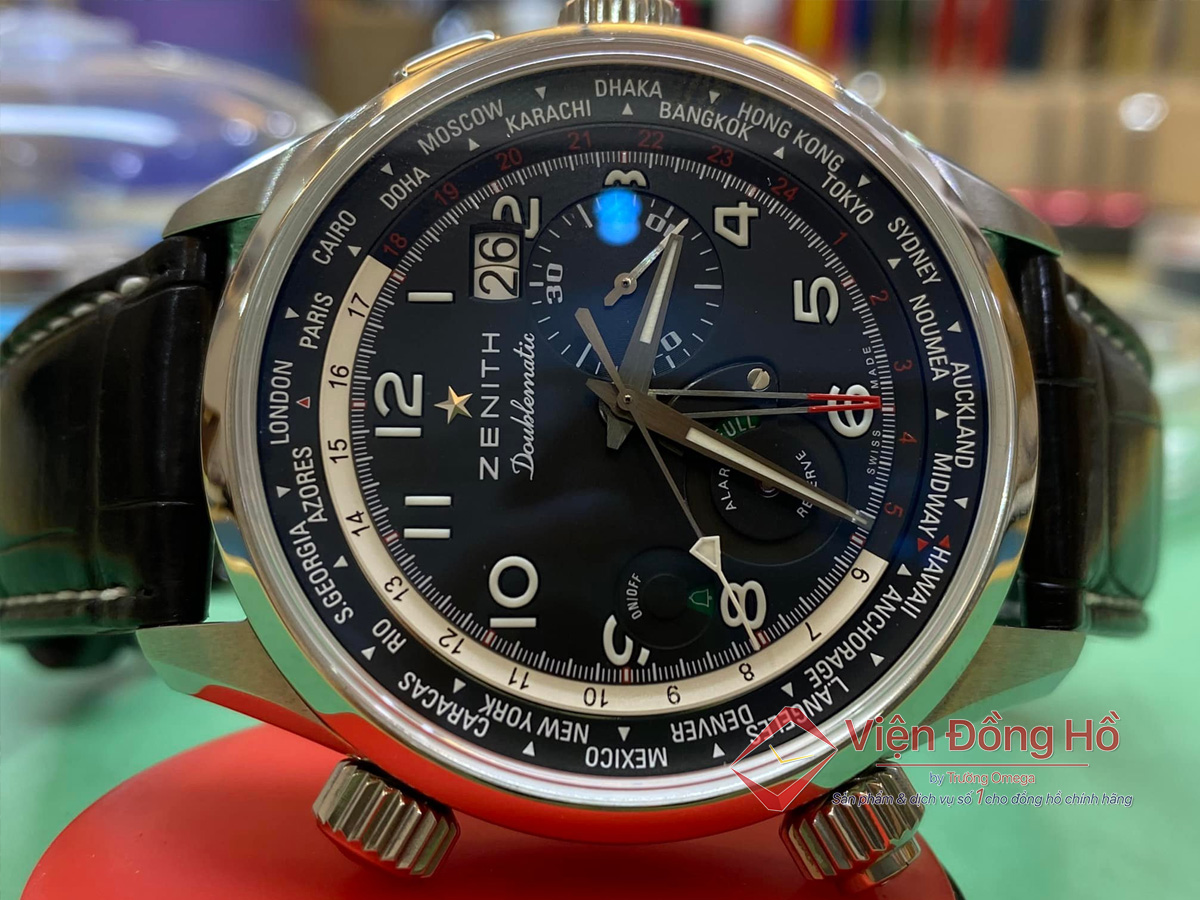 lau dau bao duong dong ho Zenith El Primero Chronograph with World Time and Alarm 5